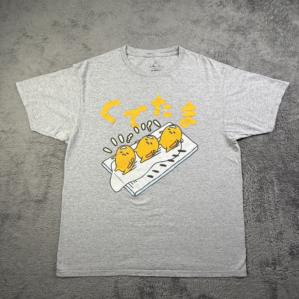 Sanrio Gudetama Shirt Adult L Gray Crew Neck Short Sleeve Tee Graphic Egg Art